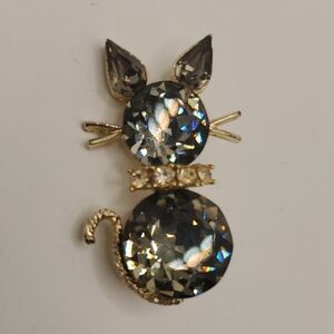 Vintage Dodds Headlight Kitty Cat Figural Costume Brooch.